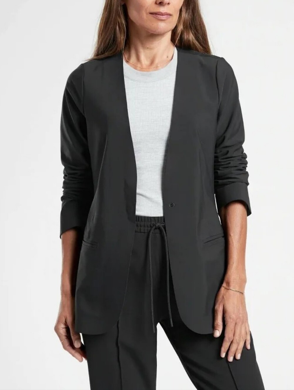 Athleta Avenue Euroluxe Fitted Blazer in Black